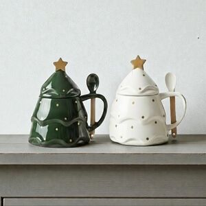 NEW Winter Garden Christmas Tree Mug Set with Spoons